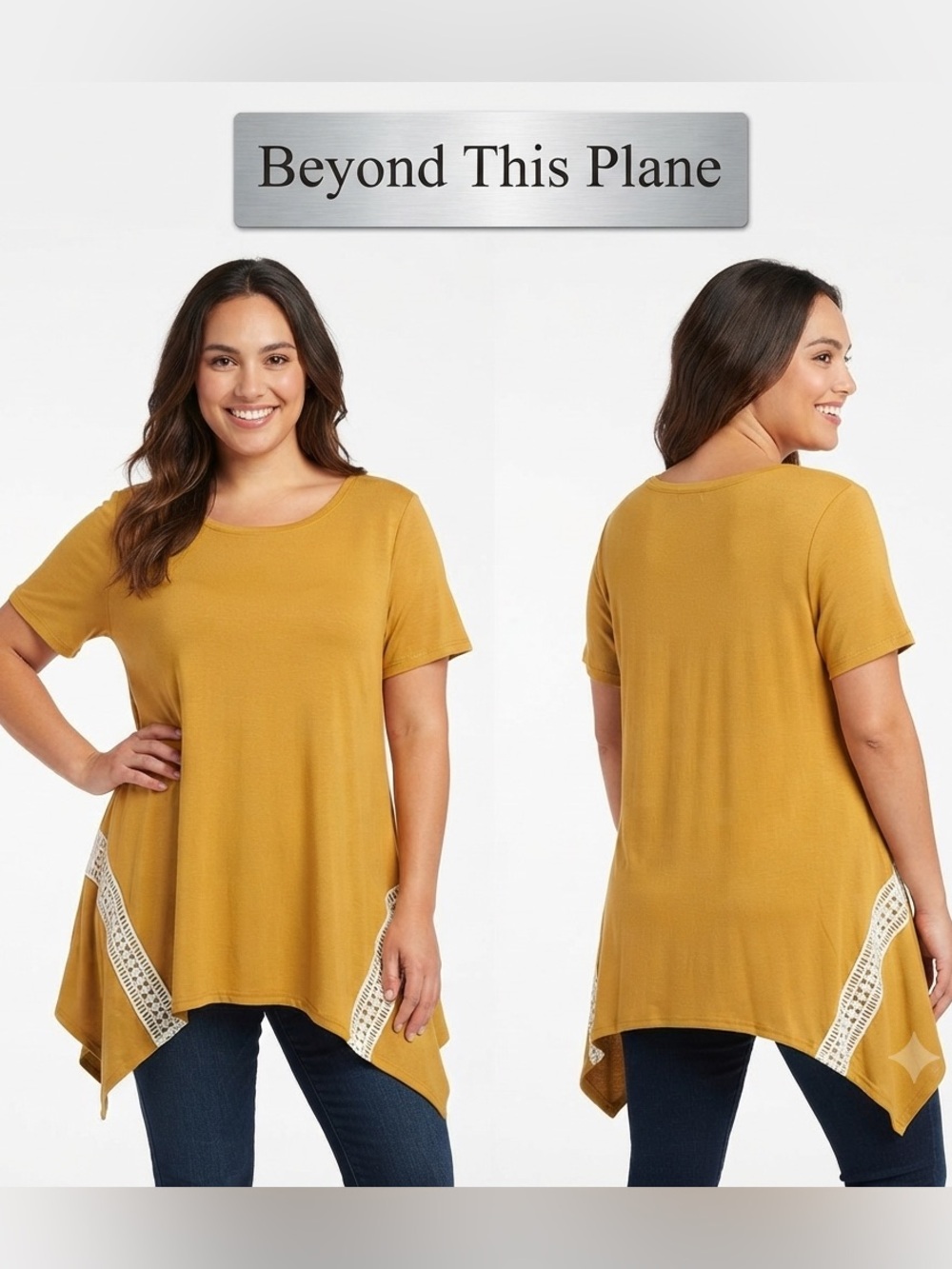Beyond This Plane Handkerchief Hem Gold Tunic Medium